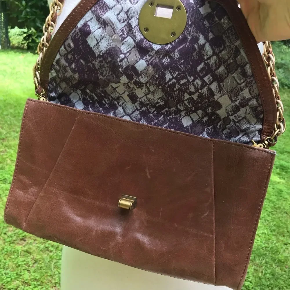 Elliott Lucca Womens Woven Leather Envelope Purse